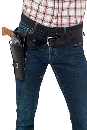 Adult Faux Leather Single Holster with Belt von Smiffys