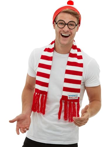 Smiffys Wo ist Wally Set, Rot & Weiß, mit Hut, Strickschal & Brille Smiffys Wo ist Wally Set, Rot & Weiß, mit Hut, Strickschal & Brille von Smiffys