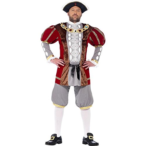 Smiffys 43431M - Henry VIII Deluxe Kostüm mit Jacke und Hose, Rot von Smiffys
