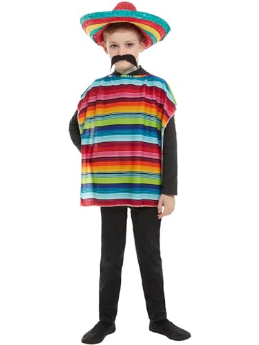 Smiffys Mexikanisches Set, Mehrfarbig, mit Poncho und Sombrero von Smiffys