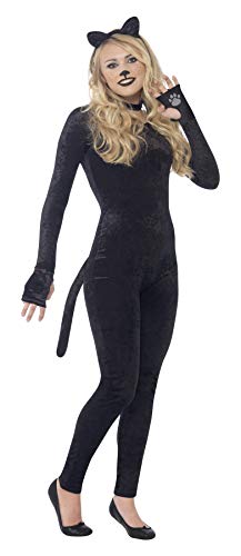 Smiffys 44320L - Katzen-Kostüm mit Jumpsuit Schwanz Katze-Ohr-Stirnband und Kragen von Smiffys