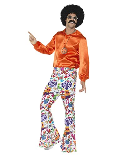 60s Groovy Flared Trousers, Mens, Multi-Coloured, (M) von Smiffys
