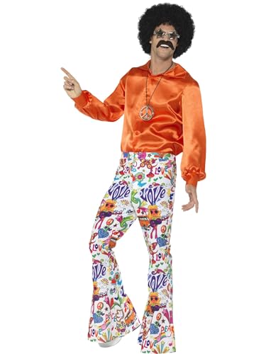 60s Groovy Flared Trousers, Mens, Multi-Coloured, (M) von Smiffys