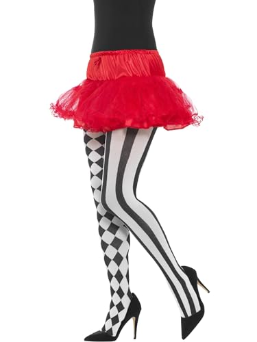 Smiffys Harlekin-Strumpfhose, Weiß und Schwarz von Smiffys