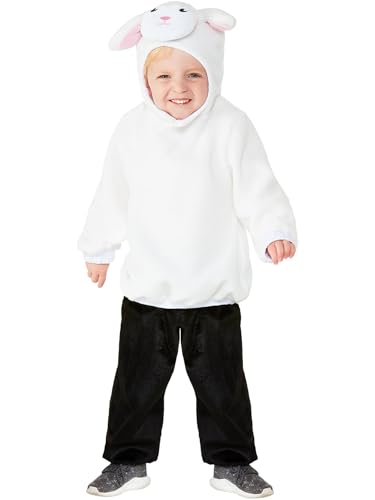 Toddler Lamb Costume, White, with Hooded Top & Trousers, (T1) von Smiffys