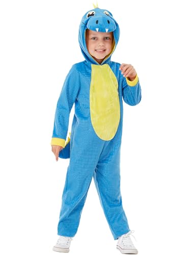 Toddler Dinosaur Costume, Blue, with Hooded Jumpsuit, (T2) von Smiffys