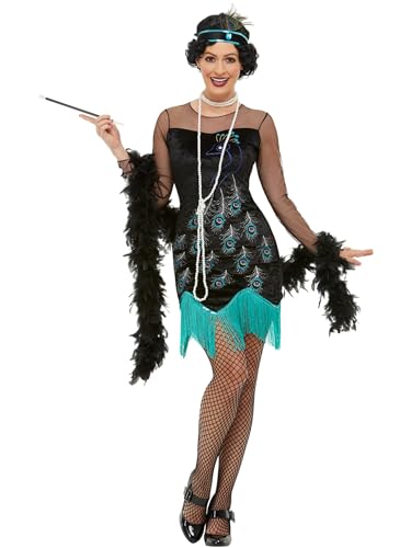 20s Peacock Flapper Costume, Green & Blue, with Dress & Headband (L) von Smiffys