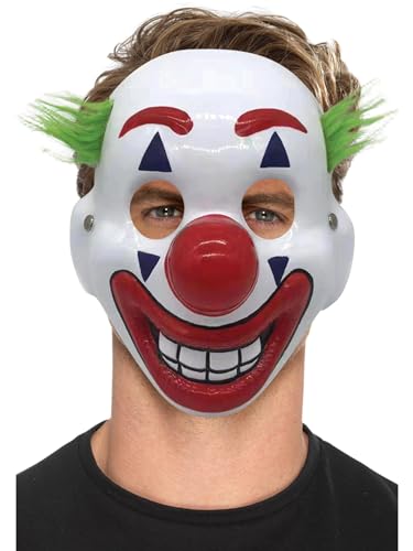 Smiffys 50026 Clown-Maske aus PVC, mit Haaren und Gummiband, Unisex Erwachsene, blau, Einheitsgröße von Smiffys