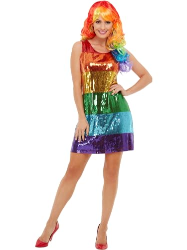 All That Glitters Rainbow Costume, Multi-Coloured, with Sequin Dress (S) von Smiffys