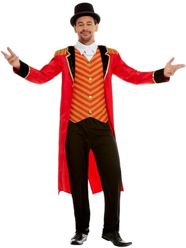 Deluxe Ringmaster Costume, Red, with Jacket, Mock Shirt & Trousers, (M) von Smiffys