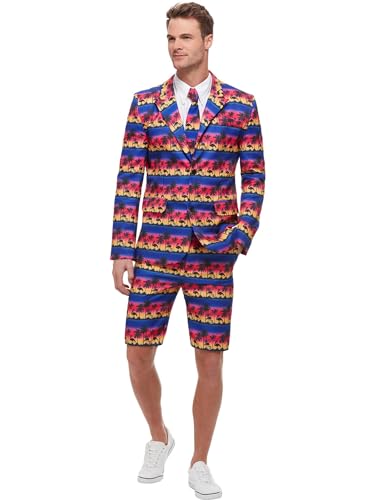 Smiffys Sonnenuntergang-Flamingo-Anzug, Blau, mit Jacke, kurze Hose & Krawatte Smiffys Sonnenuntergang-Flamingo-Anzug, Blau, mit Jacke, kurze Hose & Krawatte von Smiffys