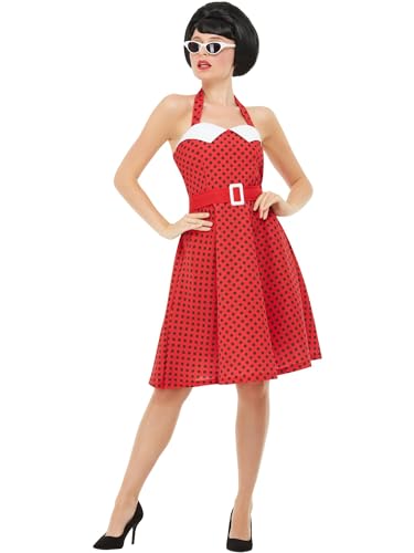 50s Rockabilly Pin Up Costume, Red, with Halterneck Swing Dress, (L) von Smiffys