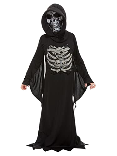 Smiffys 51075M Skelett-Reaper-Kostüm, Jungen, Schwarz, M – Alter 7-9 Jahre von Smiffys