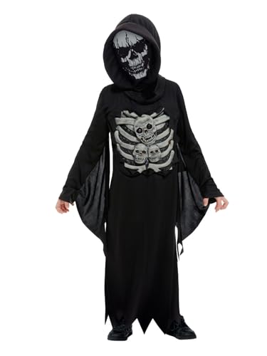 Smiffys Sensenmann-Kostüm im Skelettlook, Schwarz, mit Komplettkostüm & Kapuzenmaske Smiffys Sensenmann-Kostüm im Skelettlook, Schwarz, mit Komplettkostüm & Kapuzenmaske von Smiffys