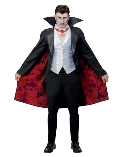Smiffys Universal Monsters, Dracula-Kostüm, Jacke mit angedeuteter Weste & Oberteil, Umhang & Medaillon von Smiffys