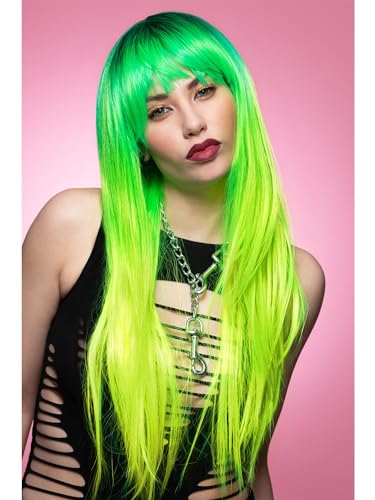 Downtown Diva+ Wig, Long Straight with Curved Fringe, Heat Styleable von Smiffys