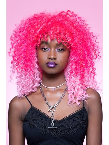 Manic Panic? Pink Passion? Ombre Curl Girl? Wig - Midlength Tight Curls, Heat Styleable - von Smiffys