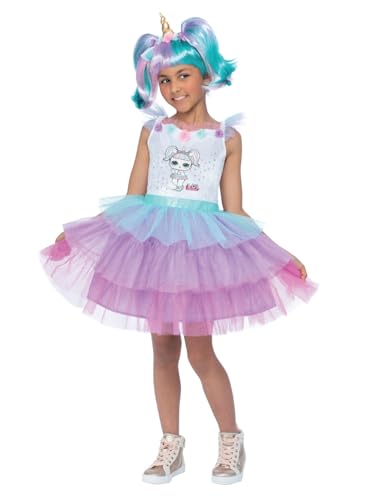 L.O.L Surprise!? Deluxe Unicorn Costume - Dress & Headband with Pigtails & Fringe - S von Smiffys