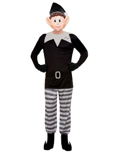 Elves Behavin' Badly Bad Elf Costume, Black, Top, Trousers, Hat, Gloves, Bootcovers & Mask, (XL) von Smiffys