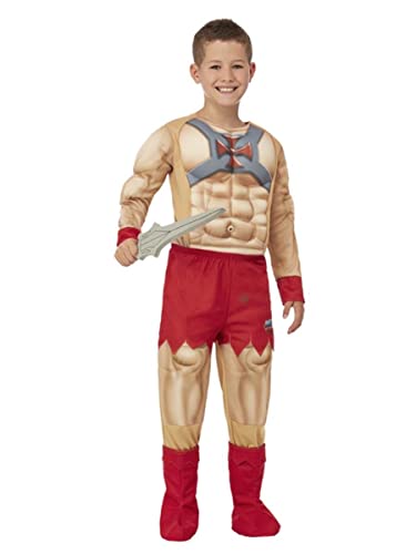 Smiffys 52355L Eva Offiziell Lizenziertes He-Man-Kostüm für Kinder, Jungen, Cartoon, beige, L-10-12 Jahre von Smiffys