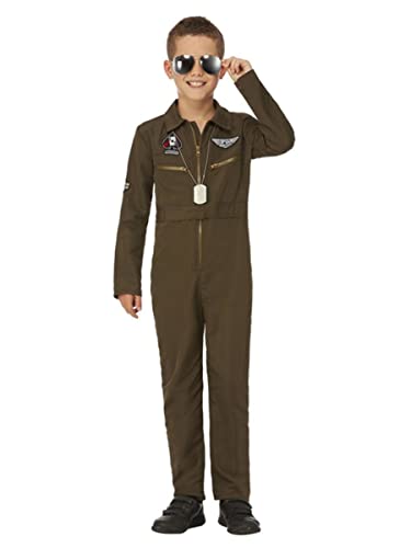 Top Gun Maverick Child's Aviator Costume, Green von Smiffys