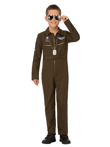 Top Gun Maverick Child's Aviator Costume, Green von Smiffys