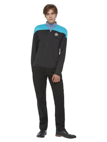 Smiffys 52669S Offiziell lizenzierte Star Trek Voyager Science Uniform, Herren, schwarz/blau, S - Size 34"-36" von Smiffys