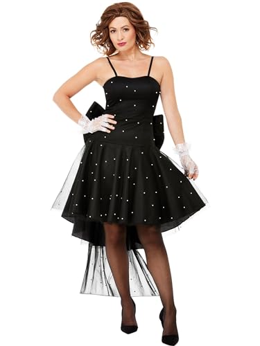 80s Rara Dress, Black, Bow & Train Design Detail (S) von Smiffys