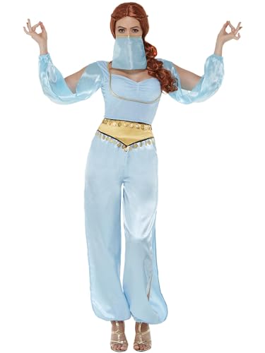 Arabian Princess Costume, Light Blue, Top, Trousers & Facemask (S) von Smiffys