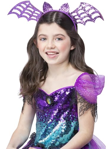 Smiffys Fledermaus-Stirnband, violetter Glitzer, Halloween-Kinder-Kostüm, Fledermaus-Verkleidungshüte von Smiffys