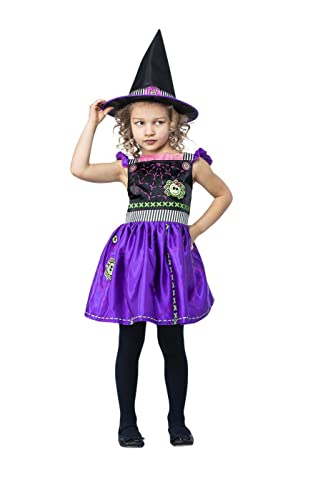 Smiffys - 56405 - Halloween - Stitch Witch - Faschingskostüm - Größe - Kleinkind - T2 - Alter 3-4, Lila / Schwarz von Smiffys