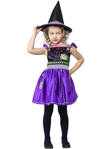 Smiffys - 56405 - Halloween - Stitch Witch - Faschingskostüm - Größe - Kleinkind - T2 - Alter 3-4, Lila / Schwarz von Smiffys