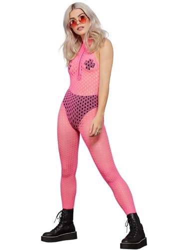 Smiffys 61989 Fever ärmelloser Bodystocking mit Reißverschluss, Damen, neon pink, Einheitsgröße Smiffys 61989 Fever ärmelloser Bodystocking mit Reißverschluss, Damen, neon pink, Einheitsgröße von Smiffys