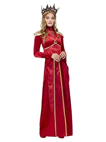 The Red Queen Costume, Gold, Dress & Crown (S) von Smiffys