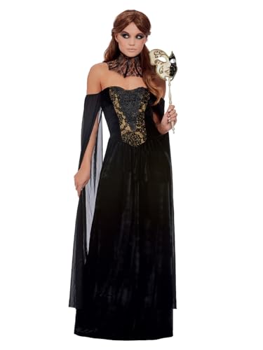 Mistress Plague Costume, Black, Dress & Collar (S) von Smiffys