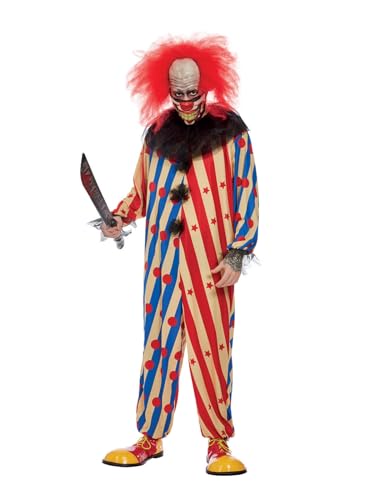 Smiffys Gruseliges Clown-Kostüm, Rot & Blau, All-in-One, Halskrause & Maske Smiffys Gruseliges Clown-Kostüm, Rot & Blau, All-in-One, Halskrause & Maske von Smiffys