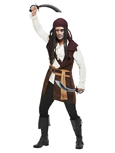 Dark Spirit Pirate Costume, Brown, Top & Hat, (M) von Smiffys