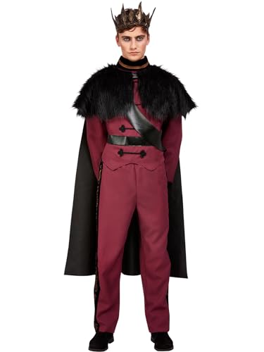 Kiss of Death Prince, Maroon, Top, Trousers & Cape, (XL) von Smiffys