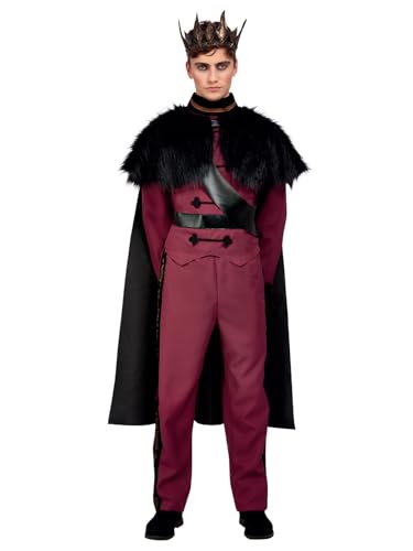 Kiss of Death Prince, Maroon, Top, Trousers & Cape, (XL) von Smiffys