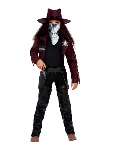 Deluxe Dark Spirit Western Cowgirl Costume, Burgundy, Jacket, Chaps, Holster, Hat & Mask (S) von Smiffys