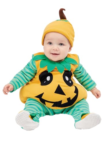 Pumpkin Baby, Orange, All In One & Hat, BABY 6-9 months von Smiffys