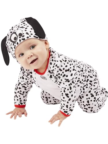 Dalmatian Baby, Black & White, All In One & Hat, BABY 9-12 months von Smiffys