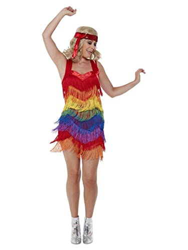 Rainbow Pride 20s Flapper Dress, Dress & Headband (S) von Smiffys