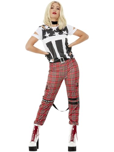 90s Punk Rocker Costume, Red, Top & Trousers, (L) von Smiffys