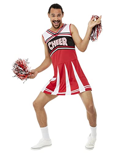 Give Me A...Cheerleader Costume, White & Red, Dress & Pom Poms, (L) von Smiffys