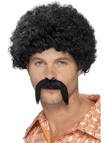 Smiffys 70er Disco King Kit, Schwarz, mit dichten Afro und Bart von Smiffys