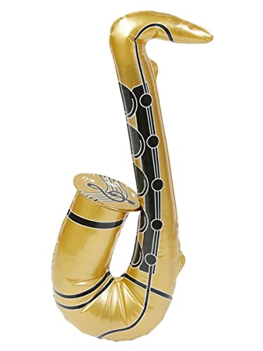 Smiffys 72055 Musician Aufblasbares Saxophon, Unisex Erwachsene, Gold, Einheitsgröße von Smiffys