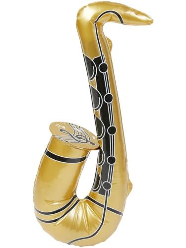 Smiffys 72055 Musiker Aufblasbares Saxophon, Unisex – Erwachsene, Gold, One size von Smiffys