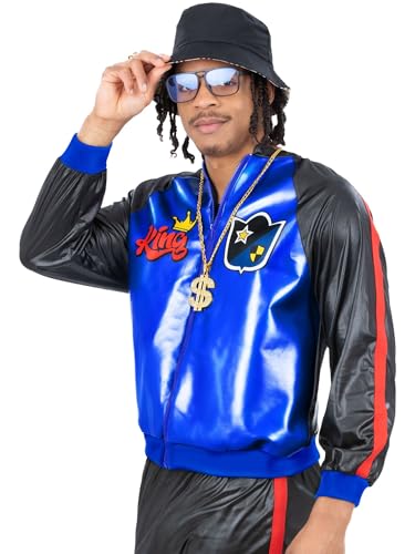 Smiffys 80er Jahre Jam Master Jacke mit Retro Badge Prints, 1980er Jahre Verkleidung 1980er Jahre Dress Up Kostüme Smiffys 80er Jahre Jam Master Jacke mit Retro Badge Prints, 1980er Jahre Verkleidung 1980er Jahre Dress Up Kostüme von Smiffys