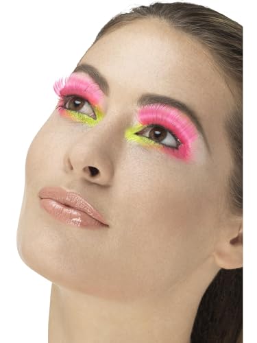Smiffys 80er-Jahre Party-Wimpern, Neonpink, Kleber inklusive von Smiffys